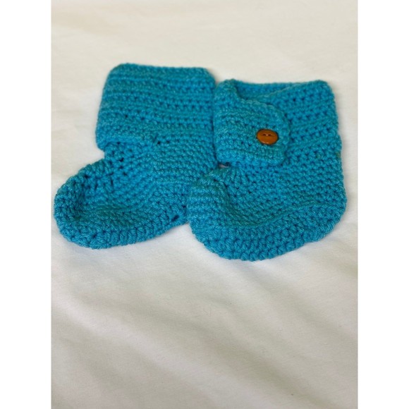 Booties Baby booties shoes boots Toddler child kids turquoise handmade pajamas - Picture 3 of 10